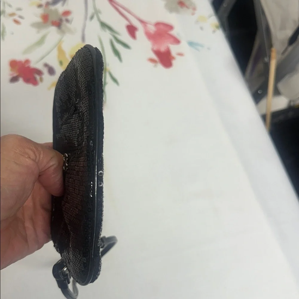 Coach Midnight Black mermaid Sequin Wristlet